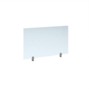 Straight high desktop acrylic screen with silver brackets 1200mm x 700mm