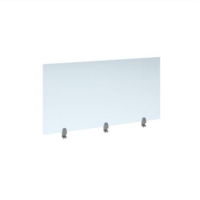 Straight high desktop acrylic screen with silver brackets 1400mm x 700mm