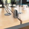 Straight high desktop acrylic screen with white brackets 1600mm x 700mm