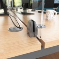 Straight high desktop acrylic screen with black brackets 1800mm x 700mm