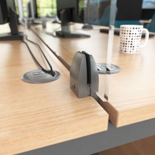 Straight high desktop acrylic screen with white brackets 1800mm x 700mm