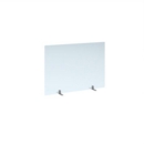 Free standing acrylic 700mm high screen with silver metal feet 1000mm wide