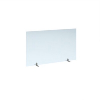 Free standing acrylic 700mm high screen with silver metal feet 1200mm wide