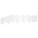 Free standing acrylic 700mm high screen with white metal feet 1200mm wide