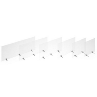 Free standing acrylic 700mm high screen with white metal feet 1200mm wide