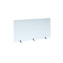 Free standing acrylic 700mm high screen with silver metal feet 1400mm wide