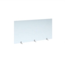Free standing acrylic 700mm high screen with white metal feet 1400mm wide