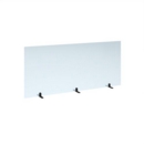 Free standing acrylic 700mm high screen with black metal feet 1600mm wide