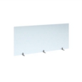 Free standing acrylic 700mm high screen with silver metal feet 1600mm wide