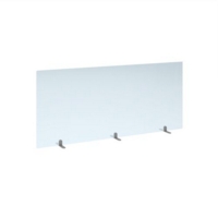 Free standing acrylic 700mm high screen with silver metal feet 1600mm wide