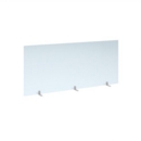 Free standing acrylic 700mm high screen with white metal feet 1600mm wide