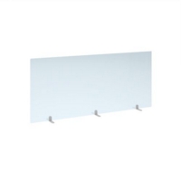 Free standing acrylic 700mm high screen with white metal feet 1600mm wide