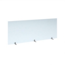 Free standing acrylic 700mm high screen with silver metal feet 1800mm wide