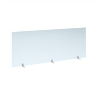 Free standing acrylic 700mm high screen with white metal feet 1800mm wide