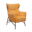 Alpha high back lounge chair with black metal frame - mustard