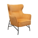 Alpha high back lounge chair with black metal frame - mustard