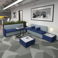 Alto modular reception seating with no arms - lifetime yellow seat with forecast grey back