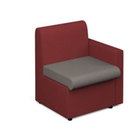 Alto modular reception seating with left hand arm - forecast grey seat and arm with extent red back