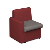 Alto modular reception seating with right hand arm - forecast grey seat and arm with extent red back