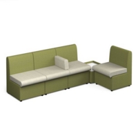 Alto modular reception seating wooden table - white top with endurance green base