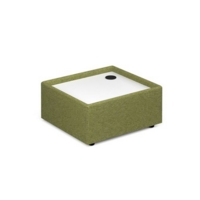 Alto modular reception seating wooden table with Ion power module - white top with endurance green base