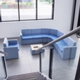 Alto modular reception seating wooden table - white top with present grey base