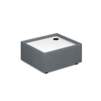 Alto modular reception seating wooden table with Ion power module - white top with late grey base