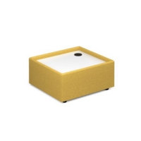Alto modular reception seating wooden table with Ion power module - white top with lifetime yellow base