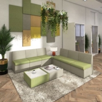 Alto modular reception seating cushion divider endurance green