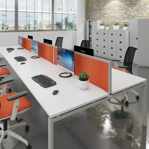 Aluminium framed screen brackets (pair) to fit on back of desk - white