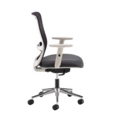 Arcade black mesh back operator chair with grey fabric seat and light grey frame and chrome base