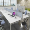 Aluminium framed screen brackets (pair) to fit on desk return - silver