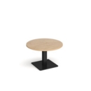 Brescia circular coffee table with flat square black base 800mm - kendal oak