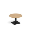 Brescia circular coffee table with flat square black base 800mm - oak