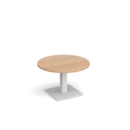 Brescia circular coffee table with flat square white base 800mm - beech