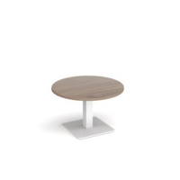 Brescia circular coffee table with flat square white base 800mm - barcelona walnut