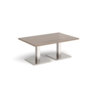 Brescia rectangular coffee table with flat square brushed steel bases 1200mm x 800mm - barcelona walnut