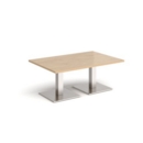 Brescia rectangular coffee table with flat square brushed steel bases 1200mm x 800mm - kendal oak
