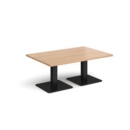 Brescia rectangular coffee table with flat square black bases 1200mm x 800mm - beech