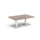 Brescia rectangular coffee table with flat square white bases 1200mm x 800mm - barcelona walnut