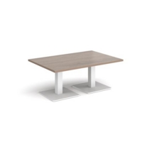 Brescia rectangular coffee table with flat square white bases 1200mm x 800mm - barcelona walnut