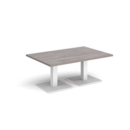 Brescia rectangular coffee table with flat square white bases 1200mm x 800mm - grey oak