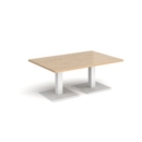 Brescia rectangular coffee table with flat square white bases 1200mm x 800mm - kendal oak