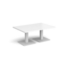 Brescia rectangular coffee table with flat square white bases 1200mm x 800mm - white