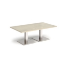Brescia rectangular coffee table with flat square brushed steel bases 1400mm x 800mm - made to order