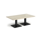Brescia rectangular coffee table with flat square black bases 1400mm x 800mm - made to order