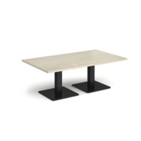 Brescia rectangular coffee table with flat square black bases 1400mm x 800mm - made to order