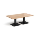 Brescia rectangular coffee table with flat square black bases 1400mm x 800mm - beech