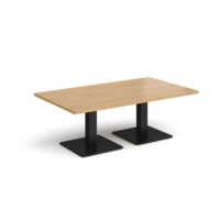 Brescia rectangular coffee table with flat square black bases 1400mm x 800mm - oak