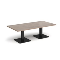 Brescia rectangular coffee table with flat square black bases 1600mm x 800mm - barcelona walnut